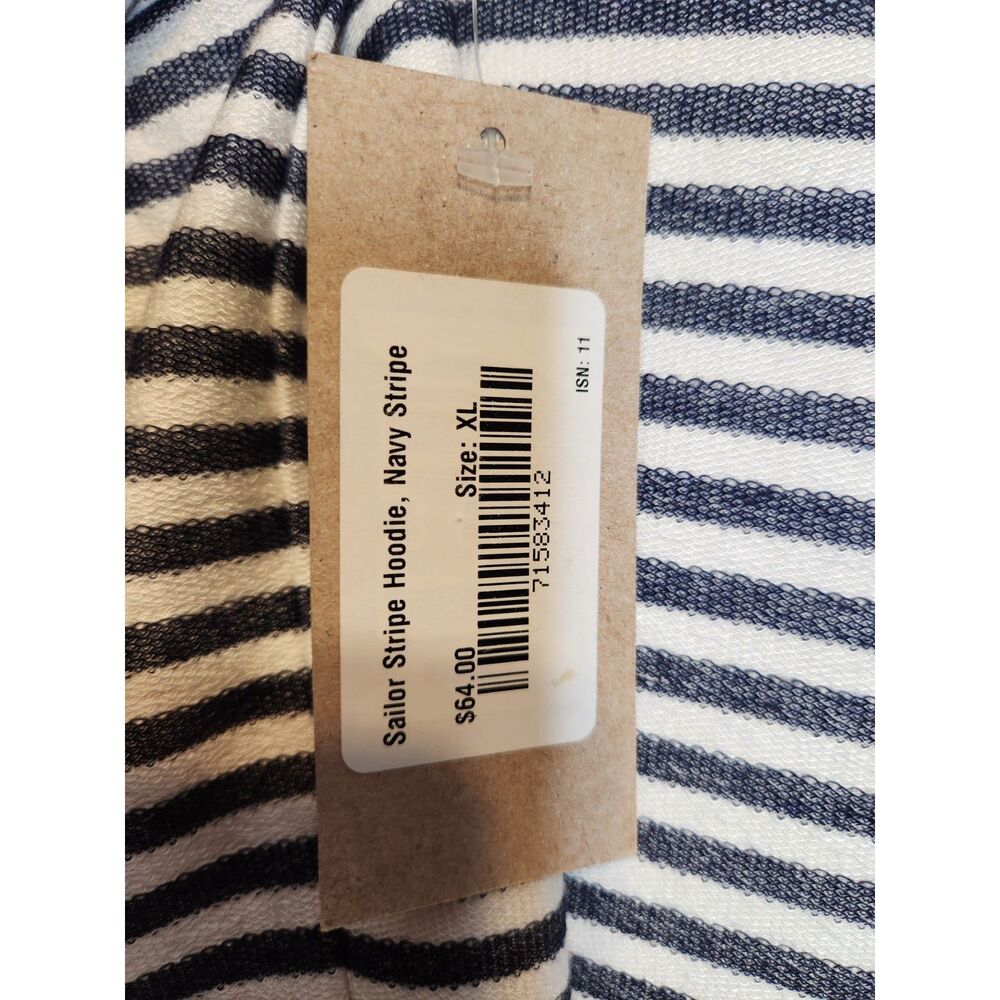 Albion Sailor Striped Hoodie Navy & Off-White Front Pocket Women's Size XL - Picture 9 of 9